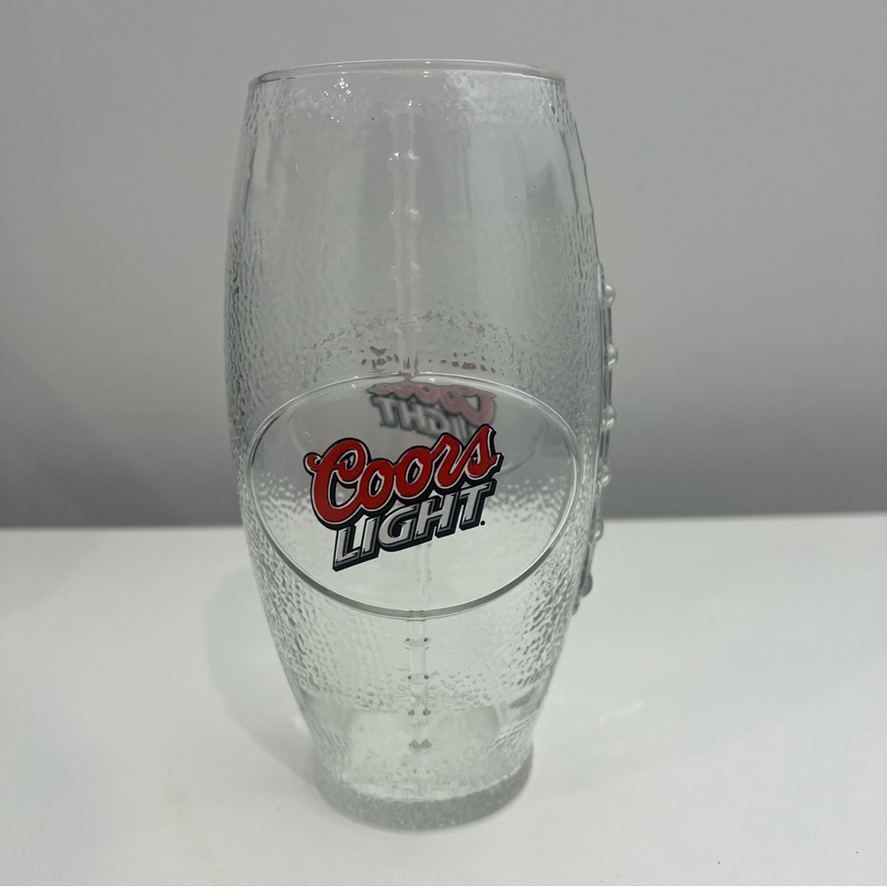 Vintage Coors Light Football 20oz Glass Textured Pint Beer Glass